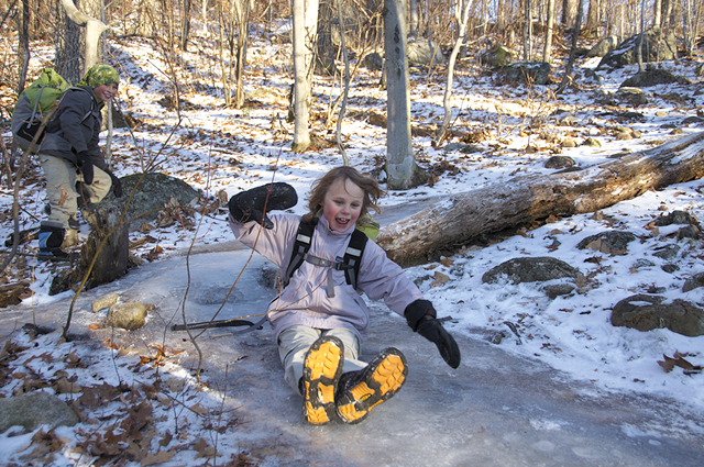 kids boots on ice